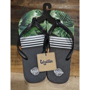 Flip Flops Calzaletas Logo Green Palm Leaf Design Men's Size 9